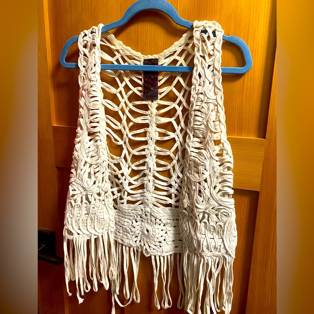 Fringe Vest- Cream color